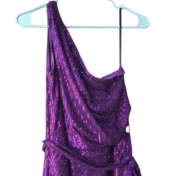 GRACE KARIN Women Medium Sleeveless One Shoulder Split Sequin Wrap Side Zip. - Picture 6 of 8